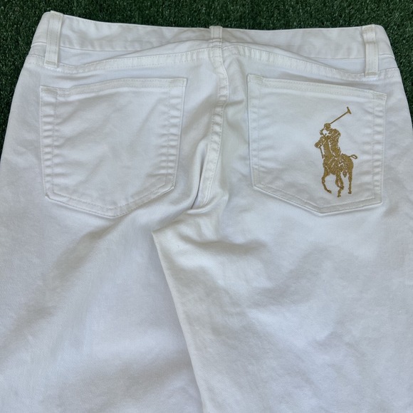 VTG Ralph Lauren Jeans Womens 32x31 White Black Label Flared USA Gold Pony Y2K - Picture 3 of 16